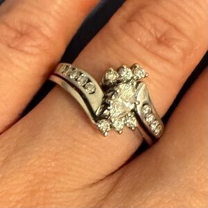 1/5ct Marquise Natural Diamond Engagement White Gold 14K Ring Band Set 4.5
